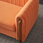 Channel tufted back orange velvet fabric sofa w/ golden legs by La Spezia additional picture 6