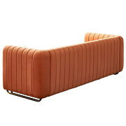Channel tufted back orange velvet fabric sofa w/ golden legs by La Spezia additional picture 9