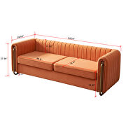 Channel tufted back orange velvet fabric sofa w/ golden legs by La Spezia additional picture 10