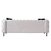 4 gold metal legs linen tufted chesterfield style sofa in beige by La Spezia additional picture 2