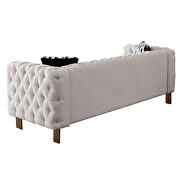 4 gold metal legs linen tufted chesterfield style sofa in beige by La Spezia additional picture 4