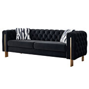 4 gold metal legs velvet tufted chesterfield style sofa in black by La Spezia additional picture 3