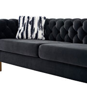 4 gold metal legs velvet tufted chesterfield style sofa in black by La Spezia additional picture 9