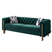 4 gold metal legs velvet tufted chesterfield style sofa in green by La Spezia additional picture 9