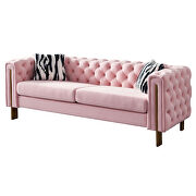 4 gold metal legs velvet tufted chesterfield style sofa in pink by La Spezia additional picture 5