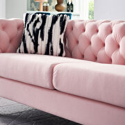4 gold metal legs velvet tufted chesterfield style sofa in pink by La Spezia additional picture 7