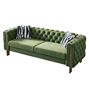 4 gold metal legs velvet tufted chesterfield style sofa in mint by La Spezia additional picture 9