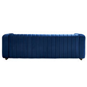 Channel tufted back navy blue velvet fabric sofa w/ golden legs by La Spezia additional picture 7
