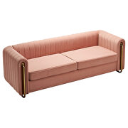 Channel tufted back rose velvet fabric sofa w/ golden legs by La Spezia additional picture 4