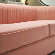 Channel tufted back rose velvet fabric sofa w/ golden legs by La Spezia additional picture 9
