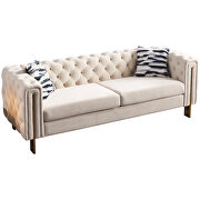 4 gold metal legs velvet tufted chesterfield style sofa by La Spezia additional picture 11