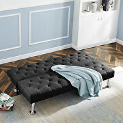 Black fabric upholstered folding sleeper sofa additional photo 2 of 8