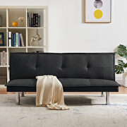 Black fabric sofa bed, convertible folding futon sofa bed sleeper additional photo 4 of 8