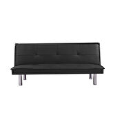 Black pu leather convertible folding futon sofa bed by La Spezia additional picture 3