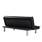 Black pu leather convertible folding futon sofa bed by La Spezia additional picture 5