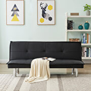 Black pu leather convertible folding futon sofa bed by La Spezia additional picture 7