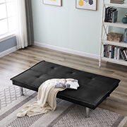 Black pu leather convertible folding futon sofa bed by La Spezia additional picture 9