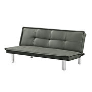Gray pu leather convertible folding futon sofa bed additional photo 3 of 10