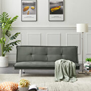 Gray pu leather convertible folding futon sofa bed by La Spezia additional picture 10