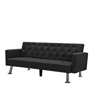 Convertible folding sofa bed, black fabric sleeper sofa additional photo 2 of 10