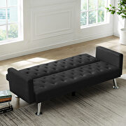 Convertible folding sofa bed, black fabric sleeper sofa additional photo 4 of 10