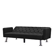 Convertible folding sofa bed, black fabric sleeper sofa additional photo 5 of 10