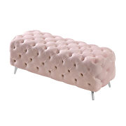 Pink velvet upholstery button tufted ottoman bench by La Spezia additional picture 4