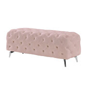 Pink velvet upholstery button tufted ottoman bench by La Spezia additional picture 6