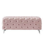 Pink velvet upholstery button tufted ottoman bench by La Spezia additional picture 7