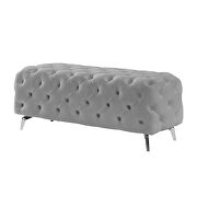 Gray velvet upholstery button tufted ottoman bench by La Spezia additional picture 4