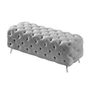 Gray velvet upholstery button tufted ottoman bench by La Spezia additional picture 7