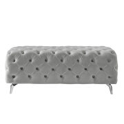 Gray velvet upholstery button tufted ottoman bench by La Spezia additional picture 8