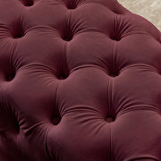 Red velvet upholstery button tufted ottoman bench by La Spezia additional picture 5