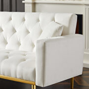 Cream white velvet convertible folding futon sofa bed by La Spezia additional picture 3