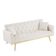 Cream white velvet convertible folding futon sofa bed by La Spezia additional picture 6