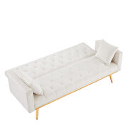 Cream white velvet convertible folding futon sofa bed by La Spezia additional picture 7