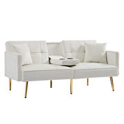 Cream white velvet upholstery sofa bed by La Spezia additional picture 4