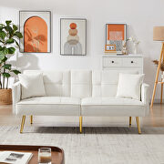 Cream white velvet upholstery sofa bed by La Spezia additional picture 8