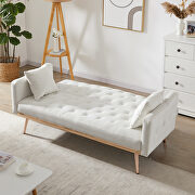 Cream white velvet tufted back and seat sofa bed by La Spezia additional picture 2