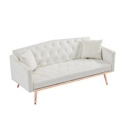 Cream white velvet tufted back and seat sofa bed by La Spezia additional picture 3