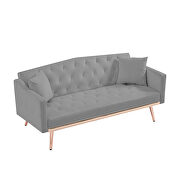 Gray velvet tufted back and seat sofa bed by La Spezia additional picture 7