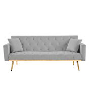 Gray velvet convertible folding futon sofa bed by La Spezia additional picture 6