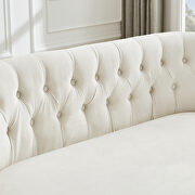 Cream white velvet sofa with nailhead arms with gold metal legs by La Spezia additional picture 2