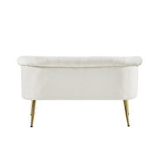 Cream white velvet sofa with nailhead arms with gold metal legs by La Spezia additional picture 4