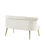 Cream white velvet sofa with nailhead arms with gold metal legs by La Spezia additional picture 7