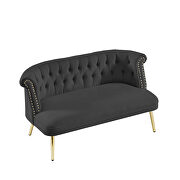 Black velvet sofa with nailhead arms with gold metal legs by La Spezia additional picture 3