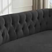 Black velvet sofa with nailhead arms with gold metal legs by La Spezia additional picture 6