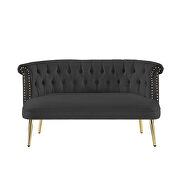 Black velvet sofa with nailhead arms with gold metal legs by La Spezia additional picture 9