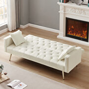 Cream white velvet tufted back and seat convertible sofa bed by La Spezia additional picture 3