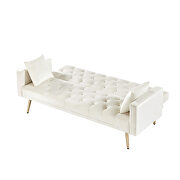 Cream white velvet tufted back and seat convertible sofa bed by La Spezia additional picture 4